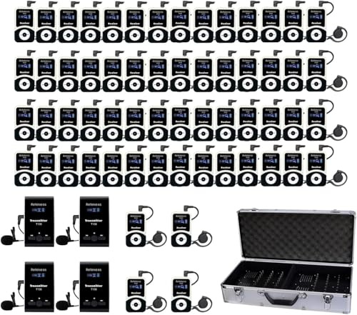 Retekess T130-T131 Wireless Tour Guide System, Audio Guides (4-60) | For Large Tour Group, 99 Channels, PLL Technology, Clear Sound Quality, 64 Charging Case Included