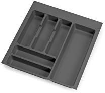 Emuca - Besteckfach für Küchenschublade Vertex/Concept 500, Modul 500 mm, Spanplatte 16mm, Kunststoff, Anthrazitgrau