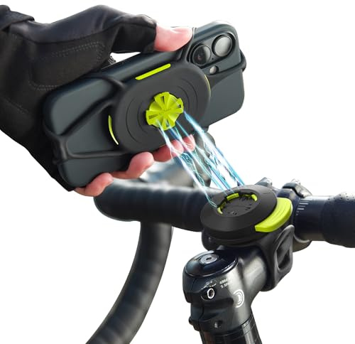Bone Bike Tie Connect Kit 3, Support téléphone vélo magnétique Universel pour Potence, Rotation 360°, libération Rapide, Verrouillage sécurisé, Antichoc, Compatible Smartphones 4,7–7,2