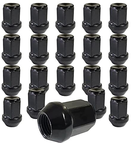 Lot de 20 écrous de roue fermés coniques 60° M12 x 1,5 compatibles avec Ford, Chrysler, Toyota, Hyundai, Kia, Honda, Mazda (noir)
