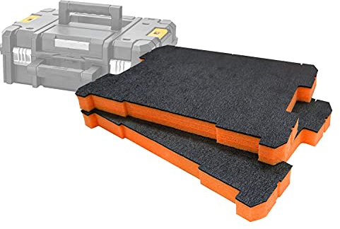 Shadow Foam TSTAK/ProStack skuminlägg [30 mm orange tvåpack] skuminlägg som är lätta att skala för DeWalt TSTAK & Stanley ProStack lådor