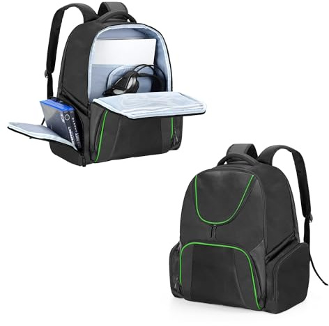 CURMIO Mochilla para Consola de Juegos Compatible con PS5, PS4 and PS4 Pro, Bolsa Consola, Funda Transporte para PS5, Controladores, Juegos y Accesorios, Verde(Sola Bolsa, Patente Pendiente)