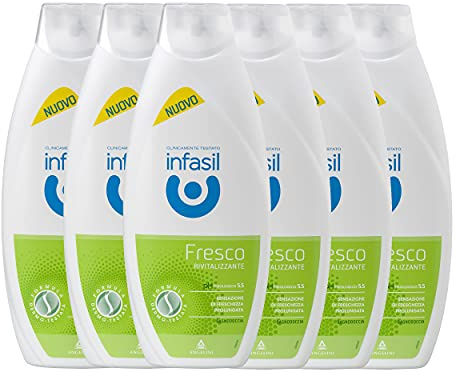 Infasil, Frische belebende Duschgel, physiologische Formel mit physiologischem pH-Wert, klinisch getestet und hautfreundlich, Gefühl von Frische, Formel Dermo-Testata, 6 x 500 ml Duschbad