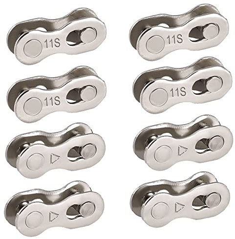 BDHI 8 Pairs Bicycle Missing Link 11 Speed Chain Silver Steel Bike Chain Link Reusable Connector(Y11-8)