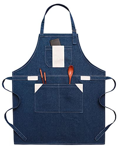 Arbeitsschürze Herren,Robuste Werkzeugschürze für Männer, Arbeitsschürze mit Werkzeugtaschen für Küche, Garten, Keramik, Werkstatt, Garage und mehr (Color : Blue, Size : XL)
