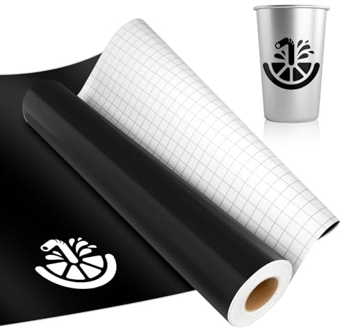 IModeur 7 Ft Black Permanent Vinyl - 30.5 x 213.5 cm Glossy Black Vinyl Self Adhesive Vinyl for DIY Craft, Vinyl with Grid for Cutting Machine, Silhouette Cameo, Birthday Party, Home Decoration
