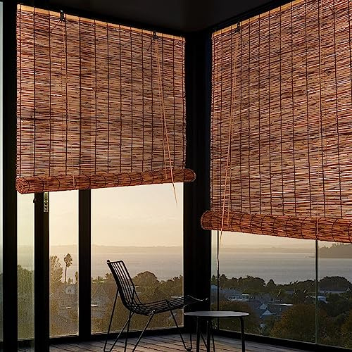 Store Bambou Exterieur,Rideaux Imperméable,70% Protection Solaire,Rideau Terrasse Occultant Thermiques,Stores À Rouleaux Romains,pour Intérieur/Extérieur/Patio,Facile à Installer ( Size : 55x83in(WxH)