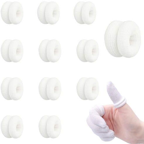 Moguri 12 Stück Fingerverband, Fingerbandage, Universelle Fingerlinge Fingerschützer, Finger Bob, Dehnbar Fingerpflaster Fingerkuppenschutz für Arbeit Küche Fingerschutz