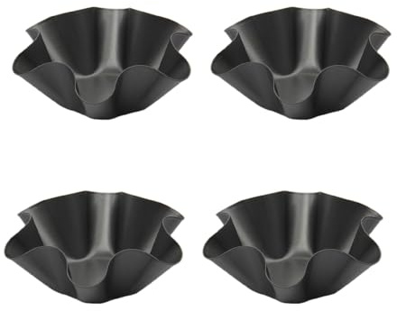 TopHomer 4 Pcs Tortilla Shell Maker, 6 Non-Stick Carbon Steel Fluted Tortilla Shell Pans Taco Salad Bowl Makers, Flower-Shaped Baking Mold for Home Kitchen, Restaurant