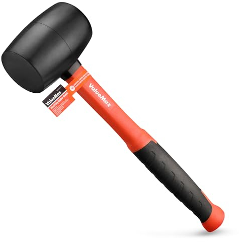 ValueMax Rubber Mallet 16 oz/ 450 g, Mallet Hammer with Solid Rubber Head and Fiberglass Shaft, Durable Rubber Hammer with Ergonomic Soft Grip, Ideal for Tiling, Bricklaying, Basic Home Maintenance