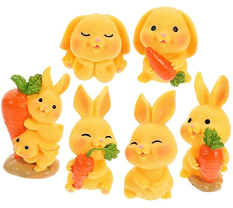 FUNOMOCYA 6pièces Figures De Lapins Miniatures Adorables pour Décoration De Table Jardin Et Intérieur Accessoires Ludiques pour Et Mini Jardins