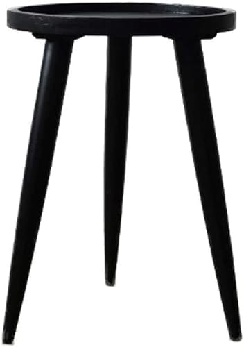 Couchtisch, runder Beistelltisch, Sofa-Beistelltisch, schwarzer Couchtisch aus Massivholz, runder Tabletttisch aus Holz, Schreibtisch-Beistelltisch aus Holz, Wohnzimmer (Farbe: Schwarz, Größ