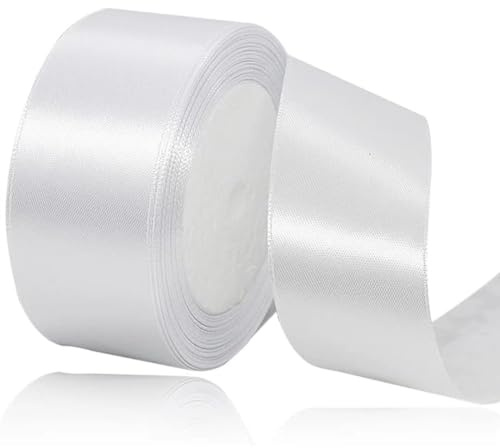 Presentband vit 40 mm bred, 23 meter satinband vitt tyg band konsthantverk, kransar, bröllopsdekoration, jul, hårbågar, buketter, födelsedag och presentförpackning