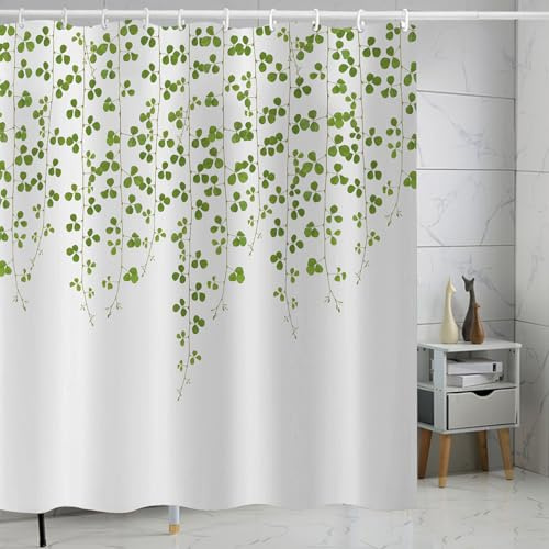 FAIRYGATE Shower Curtains for Bathroom Garden Shower Curtain Outdoor Green Leaves Leaf Plant Waterproof Mildew & Mould Resistant Polyester Fabric Bath Curtain with 12 Hooks B9415