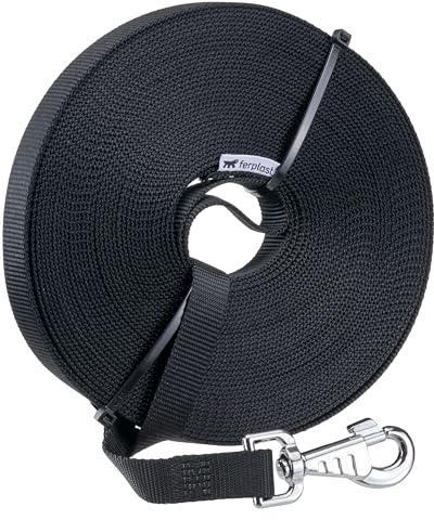 Ferplast Guinzaglio per Cani CLUB, Guinzaglio Lungo per Cani, Lunghina 5 m, Guinzaglio Addestramento, Guinzaglio in Nylon con Moschettone in Metallo e Maniglia, Lunghezza 5 metri, Nero