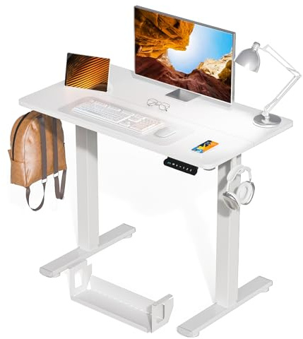 Kingant Standing Desk Height Adjustable Small Electric Stand Up Desks [35 x 20 Inch] - Ergonomic Sit Stand Desk Rising Desks for Home Office Computer Desk Stand Desk Workstation with Cable Management