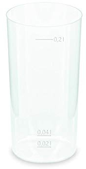 VEPATIM Mehrwegbecher Longdrink 20 Stück 0,2L transparent PP | Eichstriche 2cl 4cl, 125× spülmaschfest