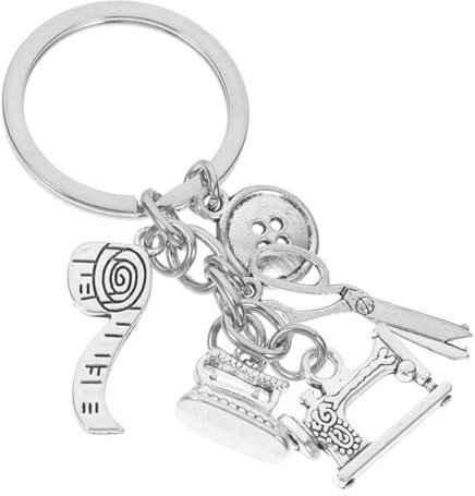 Warmhm Nähwerkzeuge dekoration maßband Schlüsselanhänger nähmaschine schlüsselanhanger Schlüsselbund nähen Taschenanhänger Schmuck nähen modischer Schlüsselhalter Legierung Silver