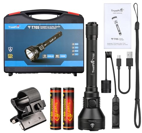 TrustFire T70S - Linterna LED potente profesional, linterna de caza 2350 lúmenes, táctica militar, linterna eléctrica, recargable por USB, linternas de alta potencia, para caza, rescate, emergencia