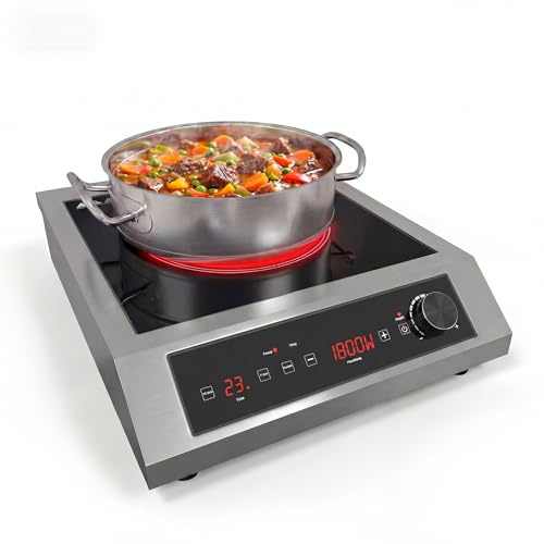 Sunvivi 1800W Portable Induction Cooktop, Commercial-Grade Electric Countertop Burner with Timer, Induction Hot Plate with LED Screen, 10 Power(100W-1800W), 14 Temp Setting(140°F-536°F), Black