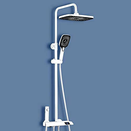 DXEMRQPB Set di rubinetti per Doccia a Vista, Sistema Doccia a Tastiera di Pianoforte Montato a Parete, soffione Doccia a Pioggia con doccetta, beccuccio per Vasca, spruzzatore per Bidet, r