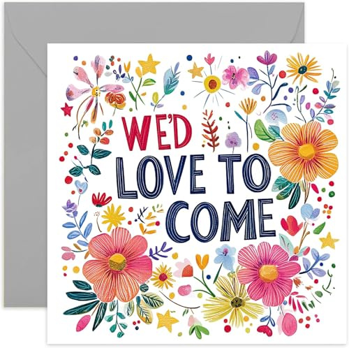 We'd Love To Come Invitation Acceptance Card, Wedding, Party, Baptism, Christening, RSVP Thank You Response for Friends and Family, Blank Inside