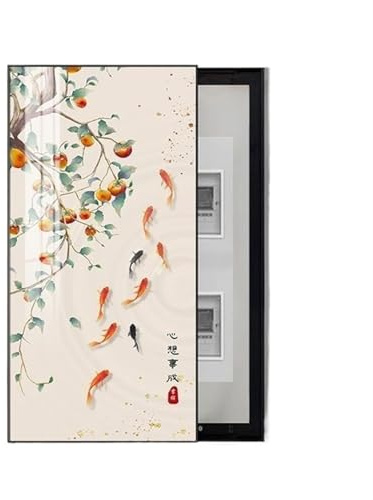 HAGJII Cache Compteur Electrique Mural Pas De Coup De Poing Verticale Couvercle De Panneau électrique, Cache Tableau Electrique Decoratif Cachette des Peintures(60 * 120cm,15)