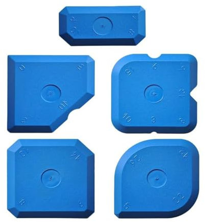 Kit di 5 attrezzi per sigillatura, strumento di finitura in silicone, profilo levigante in silicone, per cucina, bagno, pavimento, sigillante per stucco, finitura e sigillatura (blu, 50 x 50 x 20 mm)