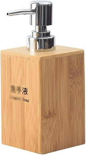 Modischer Seifenspender, Bambus-Seifenspender mit Kunststoffkopf, quadratischer Badelotionsspender, Naturholz-Duschpumpenflasche, 250 ml/8,4 Unzen, Premium-Seifenspender-Seife(Soap Dispenser B)