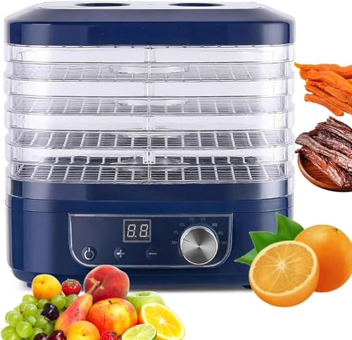 Deshidratador De Alimentos, Liofilizador De 5 Niveles Y 220 W con Temporizador De 72 H, Temperatura Ajustable De 35-70 °c, Secador De Frutas con Bandejas Extraíbles para Secar Frutas, Carne