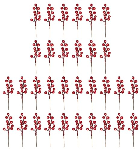 Morain 32 ramas artificiales de acebo para árbol de Navidad, florero, decoración del hogar, ramas