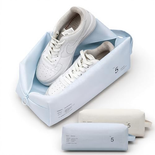 Bolsa de Zapatos de Viaje Impermeable, Bolsa Deportiva (White+Blue)