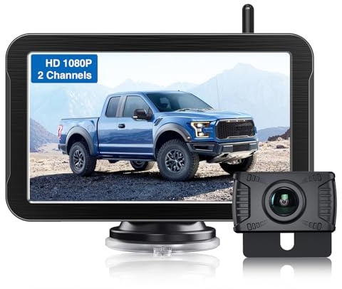 PARKVISION Rückfahrkamera Kabellos, 7 LCD Monitor Stabile Digitale Funkübertragung Funk Rückfahrkamera, Auto Kamera 12V-24V für Wohnmobil, LKW, PKW, SUV, Pickups