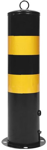 NUOBESTY Barrière de Sécurité en Acier 50 CM Noire et Jaune Poteau de Signalisation Résistant aux Intempéries pour Parking et Chantier Dispositif de Stationnement Solide et Visible