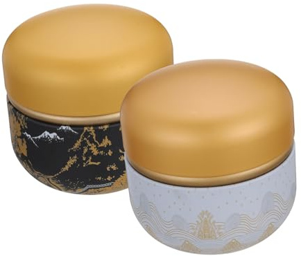 jojofuny 2 pièces Boîtes à Thé Fer Style Japonais Contenants Alimentaires Ronds pour Rangement Infusions et Bonbons Pots Hermétiques Décoratifs Résistants Poussière
