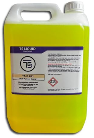TS G101 multi purpose smart cleaner (high concentration) for auto and home use - highly effective on grease, oil, dirt, grime, ink, paintwork, fabric, glass, vinyl, rubber (5L, Bottle Only)