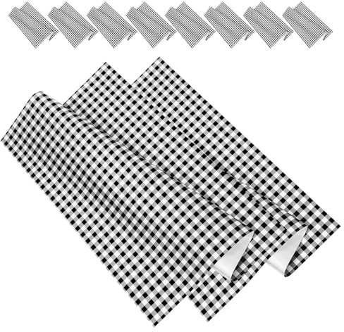 PACKOVE 20 Stück Geschenkpapier Kariert Schwarz Weiß für Rosensträuße und Geschenke Dickes Papier Wasserfest für Hochzeiten und Geburtstage