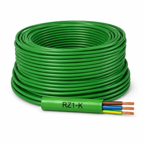 WEBMATEL Cable RZ1-K 3x1.5mm ² (AS) 0.6/1kV 25m - Manguera RZ1-K Libre de Halógenos Verde - Instalación Eléctrica Interior Exterior