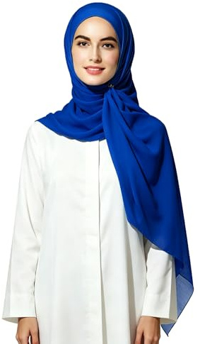 Lina & Lily Bubble Crepe Chiffon Damen Muslim Hijab Kopftuch Schal Turban, Stoff Leicht Undurchsichtig