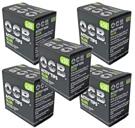 OCB ActivTips Slim 7 mm Activated Carbon Filter with Ceramic Caps 5 x 50 Pieces
