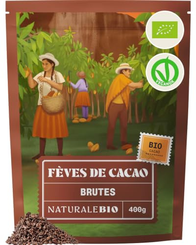 NaturaleBio Nibs de Cacao Crudo Bio Alternativa a Chips de Chocolate | 400 g. Nibs puros de cacao Theobroma cacao para smoothies, bowls, repostería y snacks.