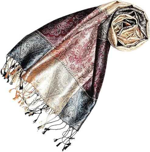 Lorenzo Cana Pashmina Schal Schaltuch jacquard gewebt 100% Seide Paisley Muster Seidenschal Seidentuch Seidenpashmina mehrfarbig 70 x 190 cm