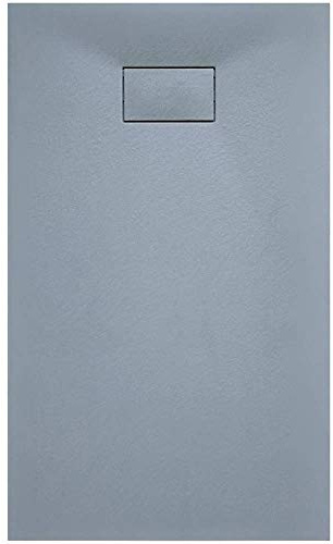 Piatto Doccia Arredo Bagno In Resina Effetto Pietra Stone Ardesia Spessore 2.6 Cm Antiscivolo Filopavimento Riducibile Indistruttibile Con Griglia Di Copertura Grigio (70 x 90 Cm)