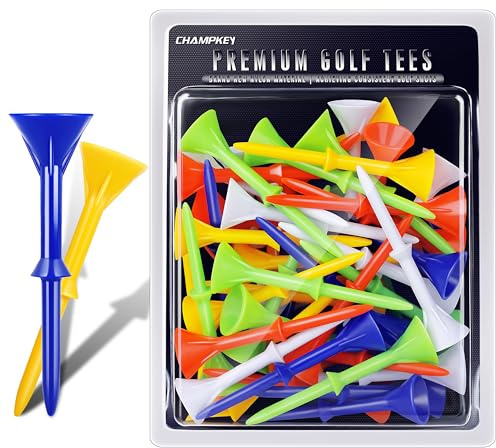 CHAMPKEY 3-1/4 Premium Plastic Golf Tees｜Excellent Durability and Stability Tees | Choose Between 25 Pack and 50 Pack