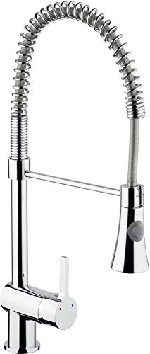 Cornat Spültisch-Einhebelarmatur Fuerte - Hochwertiger Messingkörper - verchromt - Flexibler Feder-Auslauf - Mit Brause-Arretierung / Hochdruck-Armatur / Küchenarmatur / Wasserhahn / FUE53 | Flexibler Feder-Auslauf mit ausziehbarer Brause – komfortable Bedienung – viel Bewegungsfreiheit – stabile Ausführung