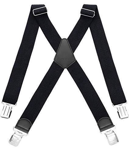 HBselect Hosenträger Herren mit 4 starken Clips 4 cm breit X-formoig elastisch einstellbar Länge für Damen Buro