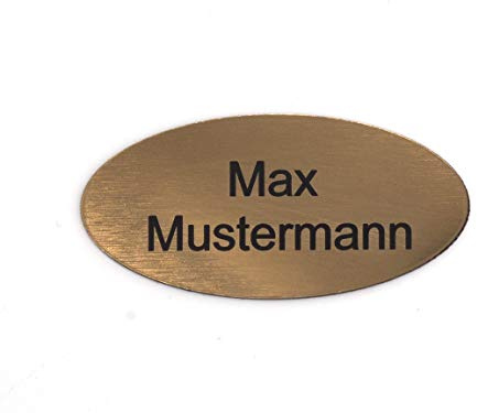 Gravurheim Briefkastenschild Türschild individuelle Gravur Name | selbstklebend - personalisiert | Kunststoff - Plastik | viele Farben und Größen (8x3,5cm Oval, Gold-Schwarz)