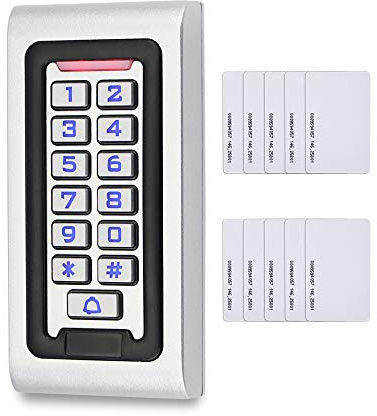 FTSTech Tastiera di Controllo Accessi WG26 Autonoma con Custodia in Metallo Impermeabile IP68 per Esterni con Scheda RFID da 10 pezzi 125khz