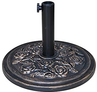 Ram® 10kg Heavy Duty Cast Cement Parasol Base with Floral Effect Garden Patio Furniture Stand for Umbrella Canopy Gazebo Awning