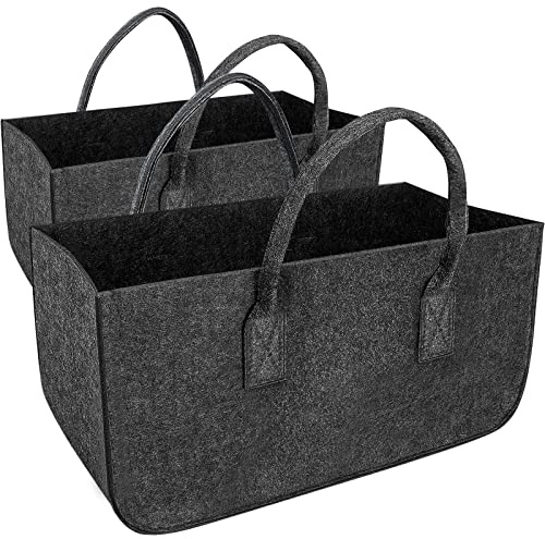 2 Stück Kaminholzkorb Korb für Kaminholz 50*25*25cm Filztasche für Kaminholz mit Tragegriff für Holz Kaminholz und Zeitungen
